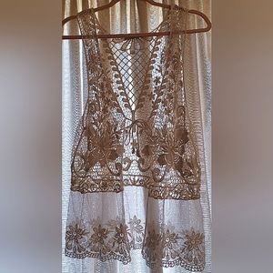 Papaya Ivory Crochet Cardigan Vest